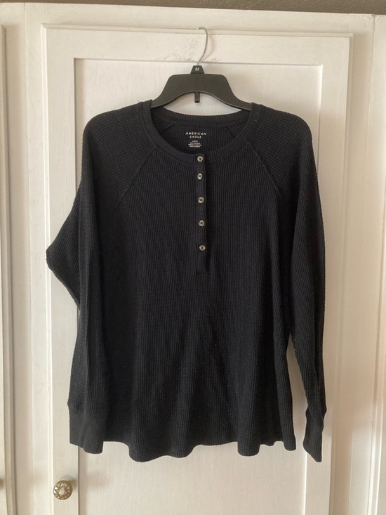 American Eagle Outfitters Tops - American Eagle Black Waffle Henley Shirt